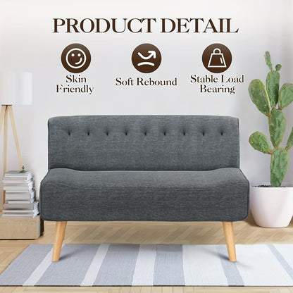 2-Zitsbank – Tweezitsbank – Sofa – Loveseat – Compact Bank – Modern Grijs – Houten Poten – Compact Formaat voor Kleine Ruimtes