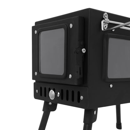 Portable Tent Stove, Featuring a 4.4-foot Chimney System and 201 Stainless Steel Wood-burning Stove, Ideal for Camping and Outdoor Cooking, Complete with Foldable Stand.