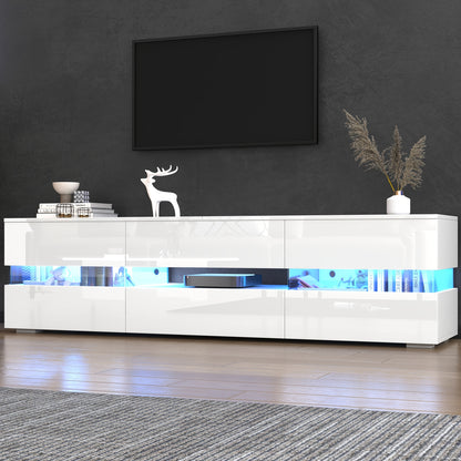 Tv-meubel – TV Kast – TV Meubel – TV Dressoir – Hoogglans Meubel – Wit Hoogglans – Geschikt Tot 70 Inch – Acrylglas Push-Open Systeem