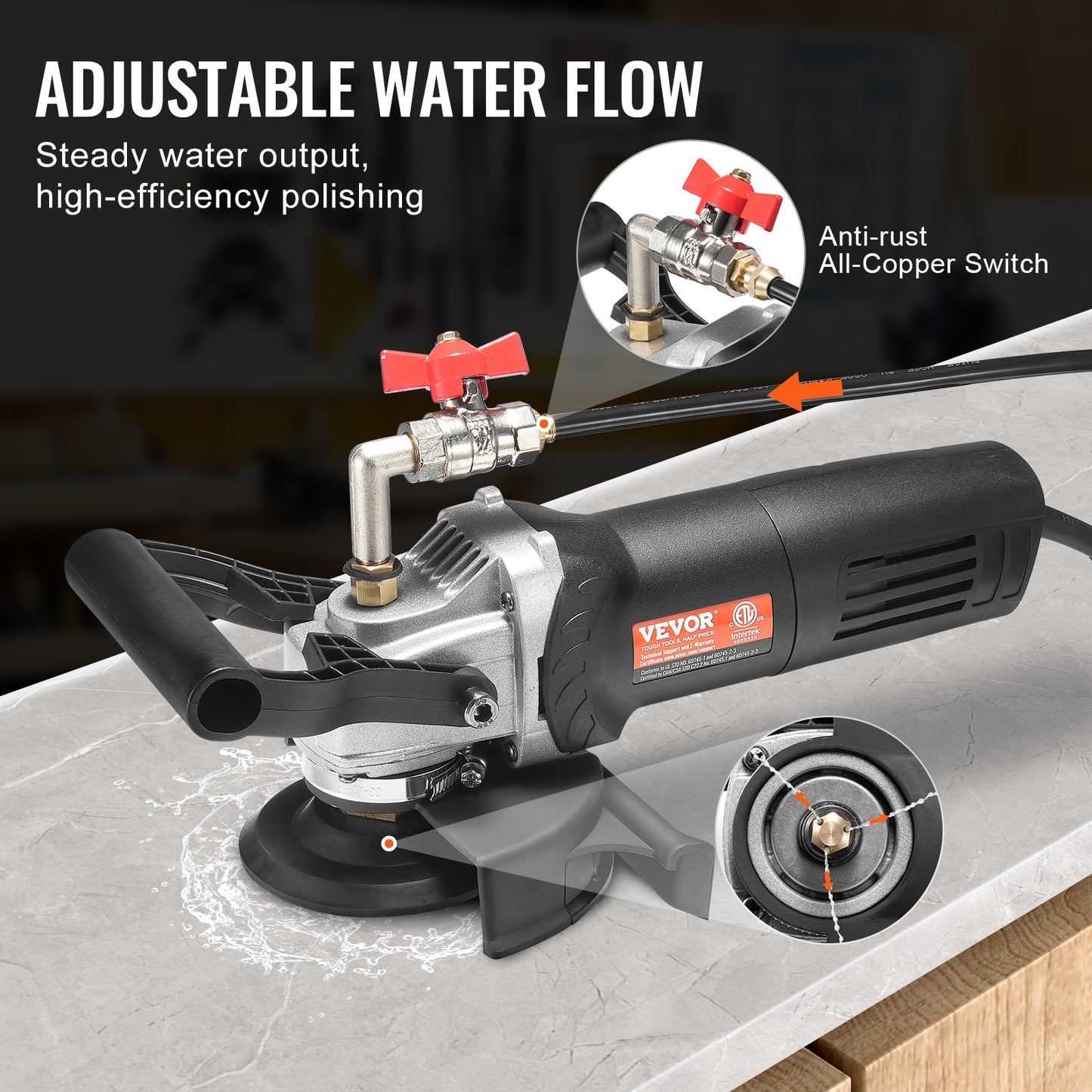 Steenpolijstmachine – Natpolijstmachine – Poliermachine – Granietpolijstmachine – Betonpolijstmachine – 4 Inch Diameter – 6 Instelbare Snelheden & 7 Polijstpads