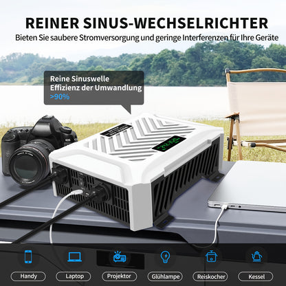 Zuivere Sinusgolf Omvormer – 3500W Power Inverter – Spanningsomzetter – DC AC Converter – 24V Naar 230V – 7000W Piekvermogen – Overbelasting Beveiliging – Compact Stevig Design