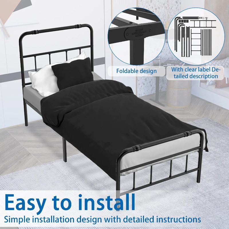 Bedframe – Metalen Bedframe – Tweepersoonsbed – Slaapbank – Bedbodem – 140x200 cm – Stevig Metalen Constructie – Inclusief Lattenbodem