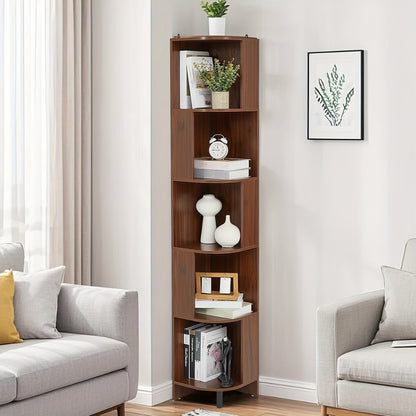 Hoekplank – Wandplank – Plankenrek – Boekenkast – Plantentafel – 5-Laags – Robuust Hout – Compact 30x173x28,5 cm – Rustieke Afwerking