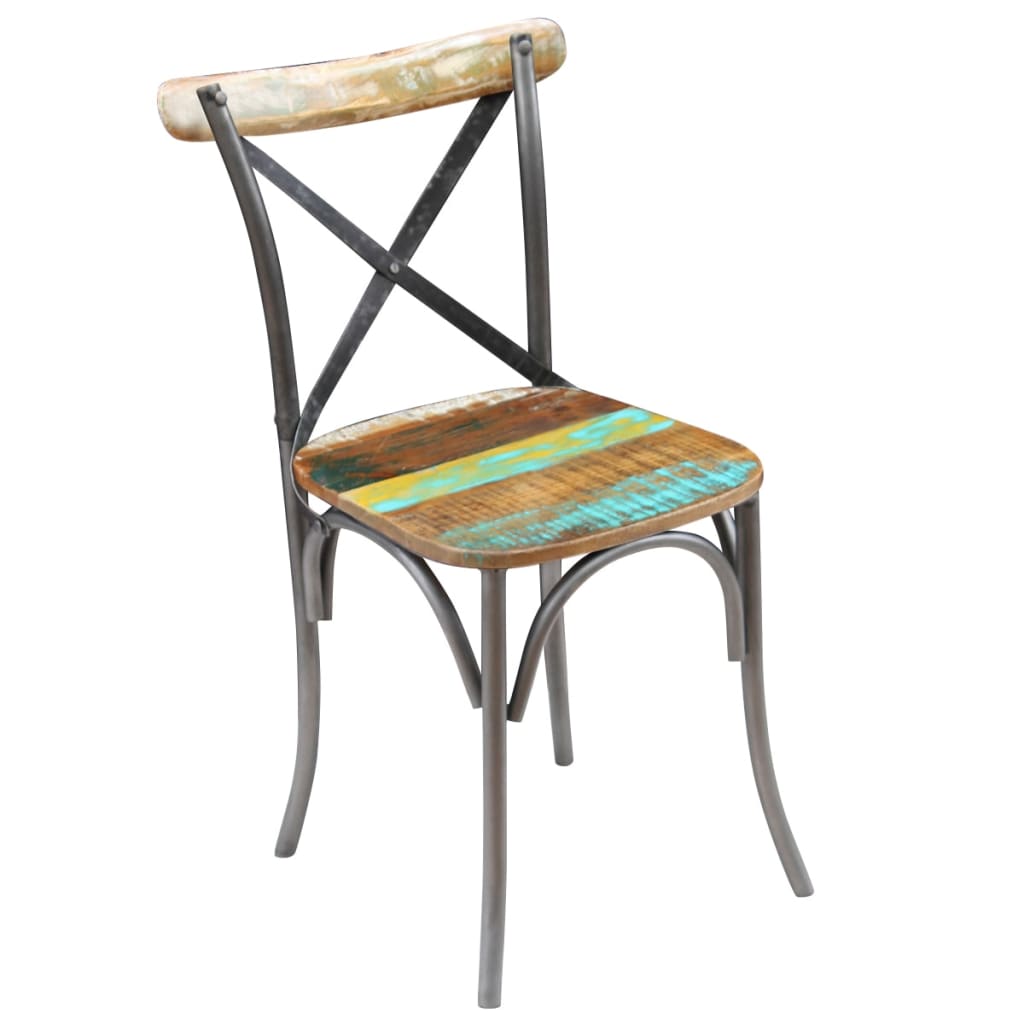 Eettafelstoel – Eetkamerstoel – Stoel – Kuipstoel – Meubel – Massief Mangohout – Zwart Stalen Frame – Handgemaakt – Duurzaam & Stevig