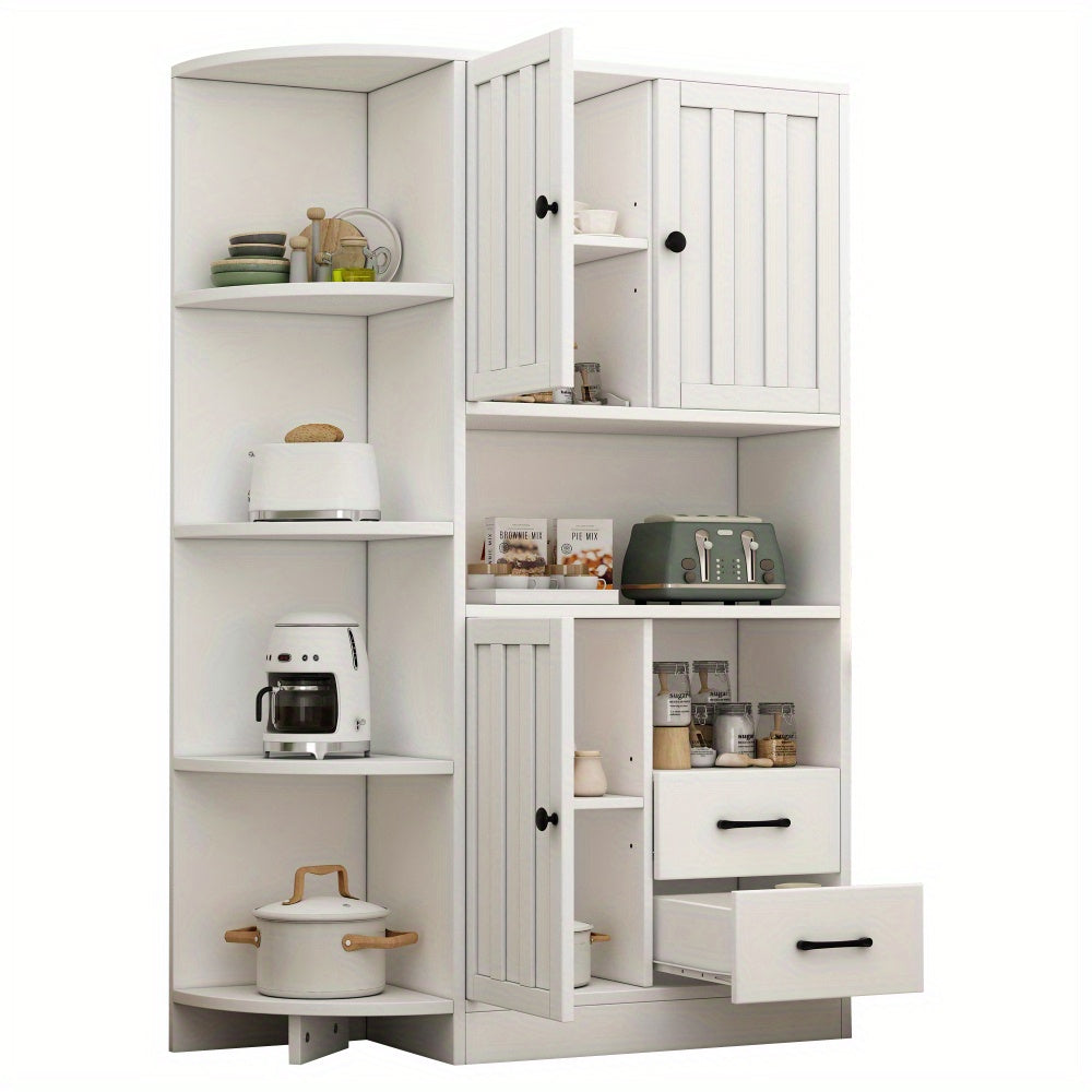 Hoekkast – Opbergkast – Hoekmeubel – Kast – Ladekast – Wit – 14 Opbergvakken – Ruimtebesparend Design – 104x35x155 cm – Stevige Duurzame Constructie