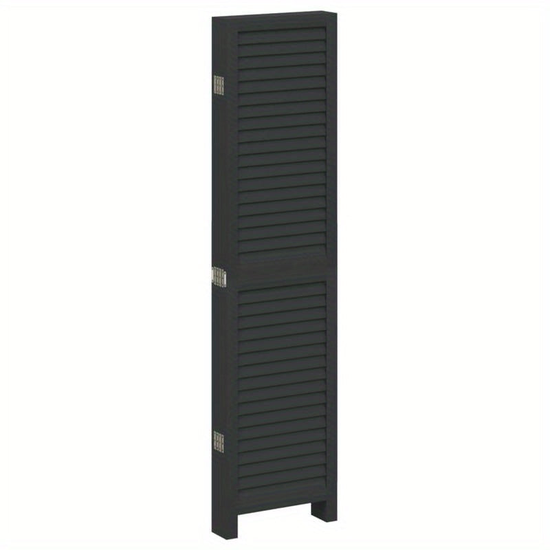 6-Panel Black Paulownia Wood Room Divider Screen - Sleek, Modern Design for Privacy in Offices, Bedrooms, Living Rooms