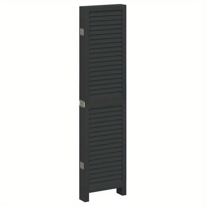 6-Panel Black Paulownia Wood Room Divider Screen - Sleek, Modern Design for Privacy in Offices, Bedrooms, Living Rooms