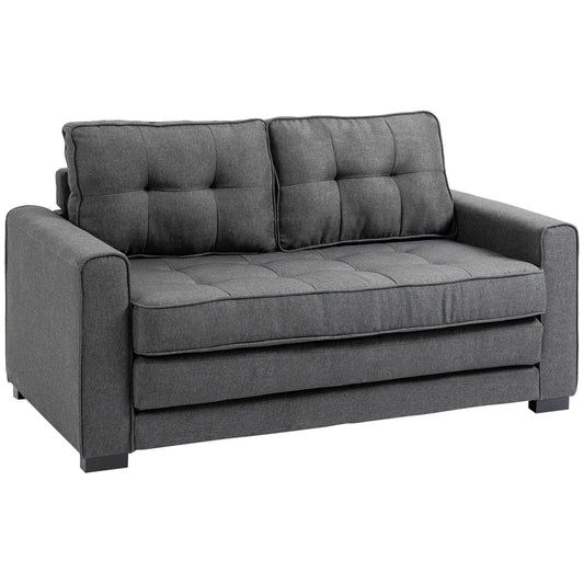 2-Zits Slaapbank – Slaapbankje – Slaapbankje Uitklapbaar – Sofa Bed – Logeerbank – Linnenlook Stof – Comfortabele 50D Schuimvulling – Compact 147,5x75x85 cm – Grijs