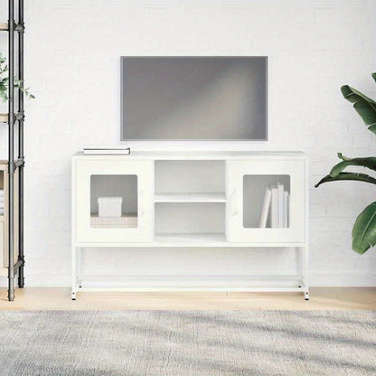 Mobile TV White 100.5x39x60.5 cm in Steel Practical Removable