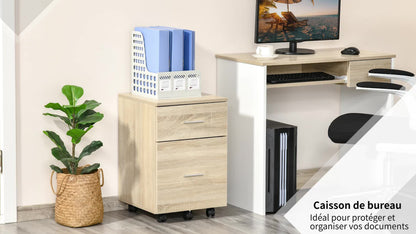 Opbergkastje Bureau – Ladekastje – Bureau Organizer – Kantoorkastje – Mobiele Opberger – Compact 39,5x39x58,5 cm – Spaanplaat Eikenhout Look – 5 Wieltjes Met Remmen