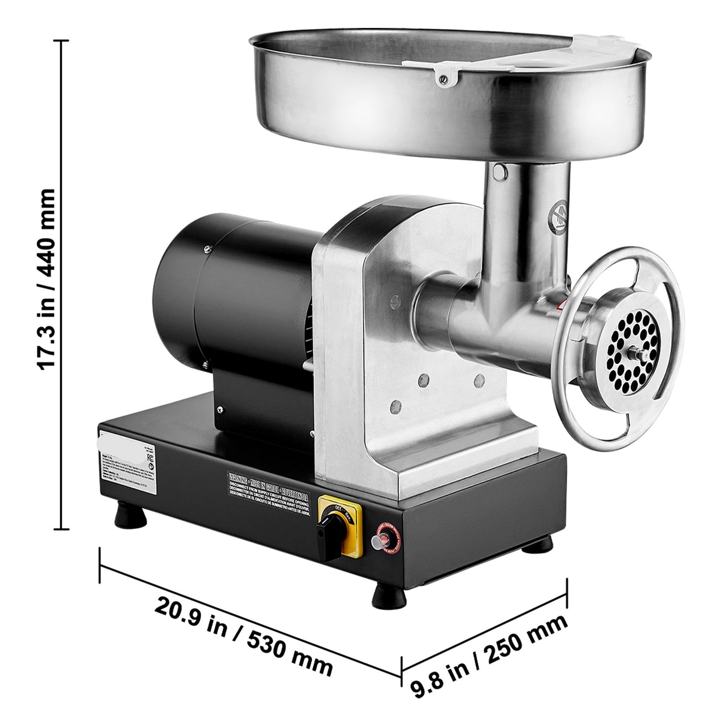 Elektrische Vleesmaler – Vleesmolen – Gehaktmolen – Worstmaker – 350W Motor – RVS Materiaal – 2,7 Kg Per Minuut