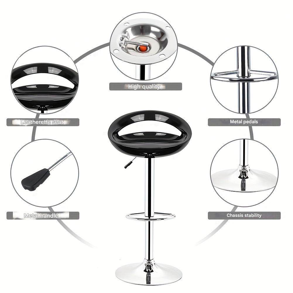 Barstoel – Barkruk – Keukenkruk – Hoge Stoel – Zwarte Barstoel Set – Verstelbare Zithoogte 55-75 cm – Draaibare Zitting Met Chroomstaal Frame