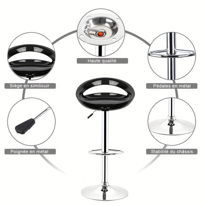 2pcs Bar Stool, Lift Kitchen Bar Stool, ABS + Chrome Leg Seat, Modern Simple High Stool, Backrest | Swivel Counter Chair