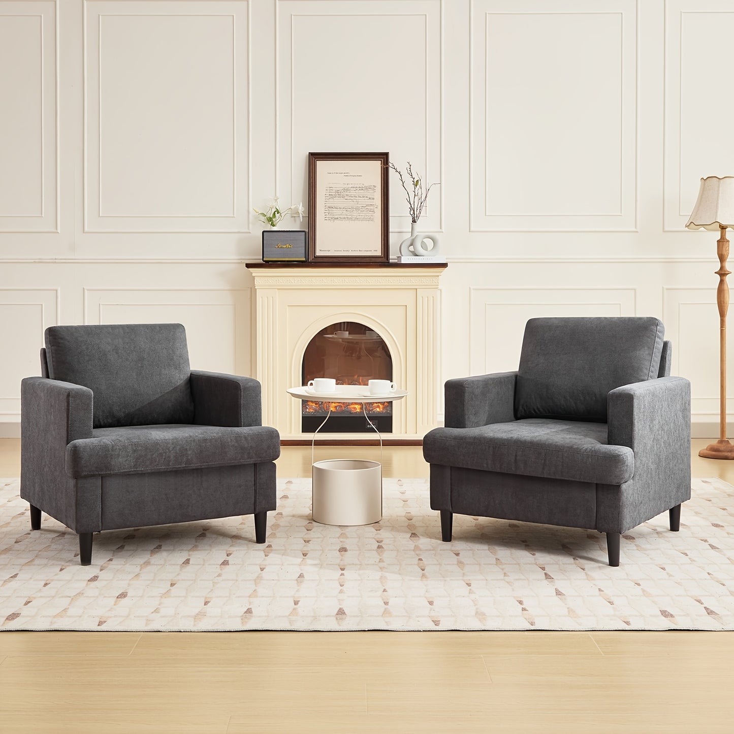 Fauteuil – Accentstoel – Lounge Fauteuil – Draaifauteuil – Leunstoel – Grijs Linnen – Stevig Houten Frame – Comfortabele Gescheurde Schuimvulling