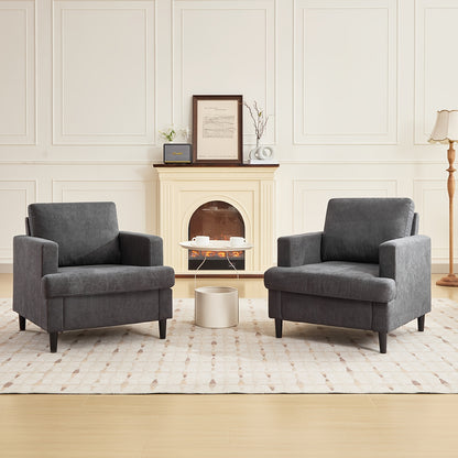 Fauteuil – Accentstoel – Lounge Fauteuil – Draaifauteuil – Leunstoel – Grijs Linnen – Stevig Houten Frame – Comfortabele Gescheurde Schuimvulling