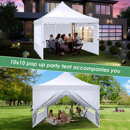 Partytent – Paviljoen – Pop-up Tent – Vouwtent – Tuintent – 3,05x3,05 m – Verstelbare Hoogte – 4 Afneembare Zijwanden