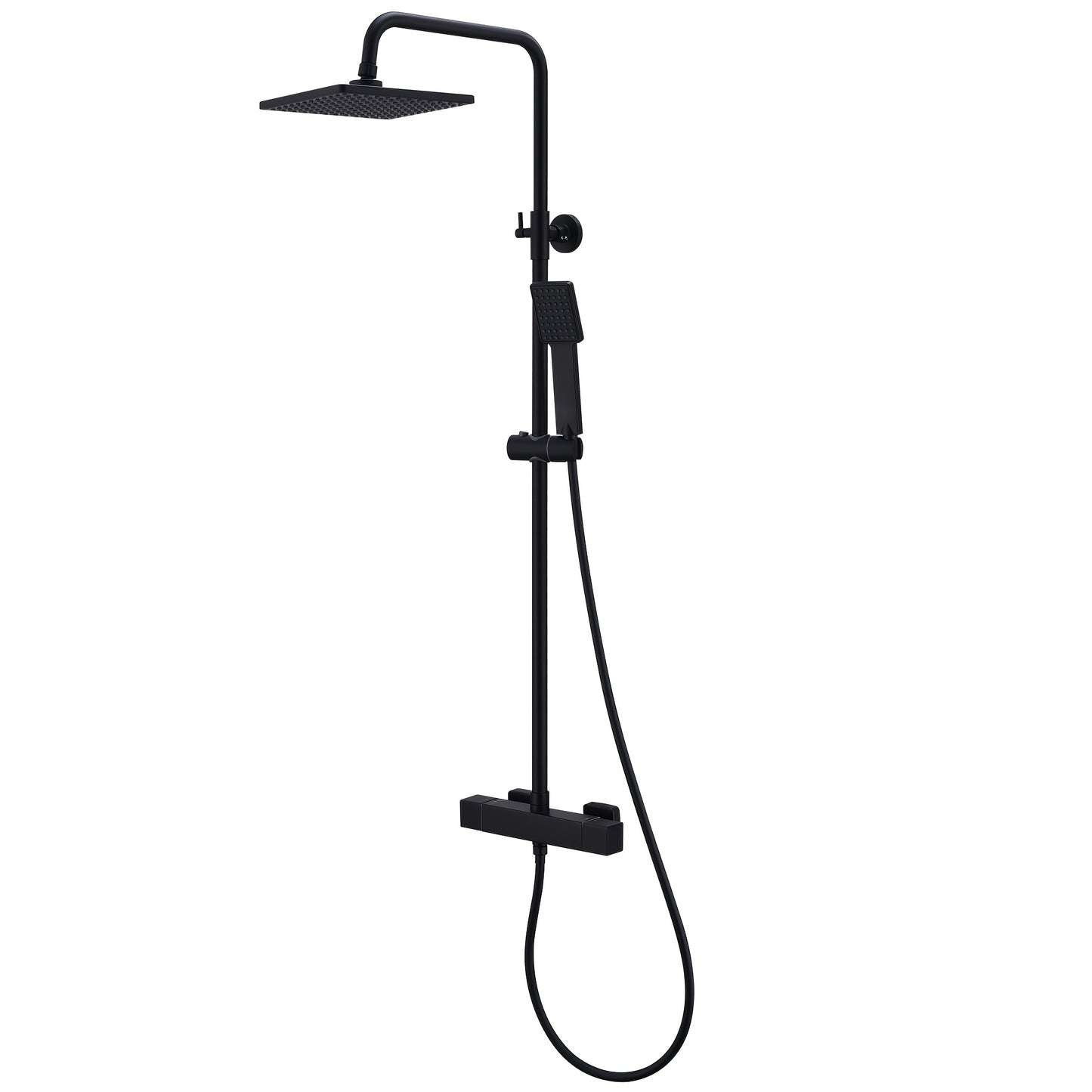 Zwart Douchesysteem – Douche Thermostaat – Regendouche – Handdouche – Douchekraan – Matzwart – Roestvrij Staal – Veiligheidsstop 38°C