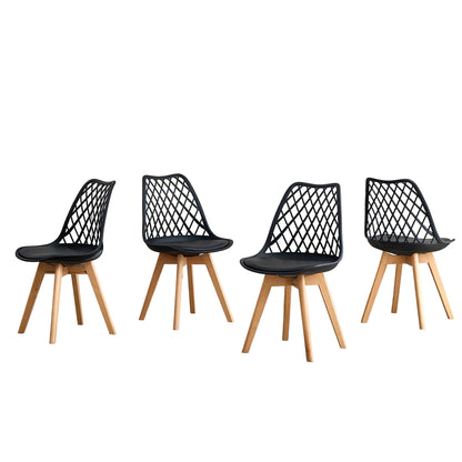 Eetkamerstoel – Stoel – Kuipstoel – Keukenstoel – Woonkamerstoel – Scandinavisch Design – PU Kunstleer – Beukenhouten Poten – Ergonomisch Comfort – Max. Draaggewicht 136 kg – Wit