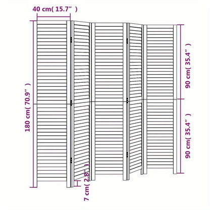 Room Divider with 5 Panels Made of Solid Paulownia Wood in Black. Attractive And Privacy-Protecting, Suitable for Offices, Bedrooms, And Living Rooms.