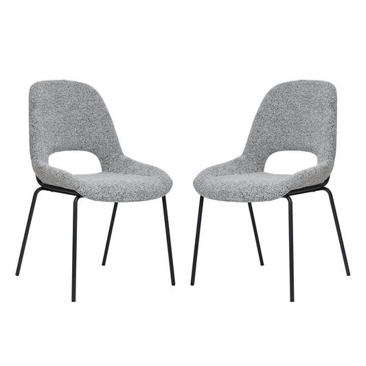 Eetkamerstoel – Stoel – Kuipstoel – Dinerstoel – Meubel – Scandinavisch Design – Lichtgrijs Bouclé – Metalen Onderstel – Comfortabele Bekleding – Houtvrij Frame
