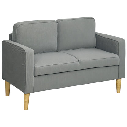 2-zits bank – tweezitsbank – zitbank – loveseat – compacte bank – met opbergruimte – moderne cordstof – massief houten poten – lichtgrijs – armleuningen – 117x63x79 cm