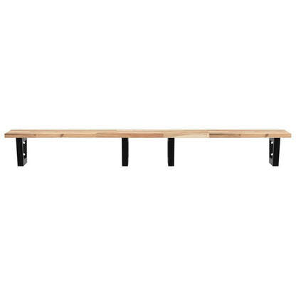 Waskamerspiegelrek – Wandplank – Badkamerplank – Opbergrek – Wandrek – Modern Design – Acaciahout & Stalen Frame – Ruimtebesparend & Eenvoudig Te Monteren