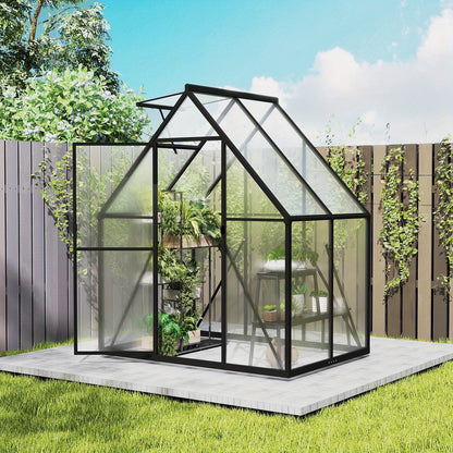 Walk-In Kas – Tuinkas – Kasje – Tomatenkas – Plantenkas – Aluminium Frame – Verstevigde Fundering – Dakraam En Deur – 125x180x195 cm