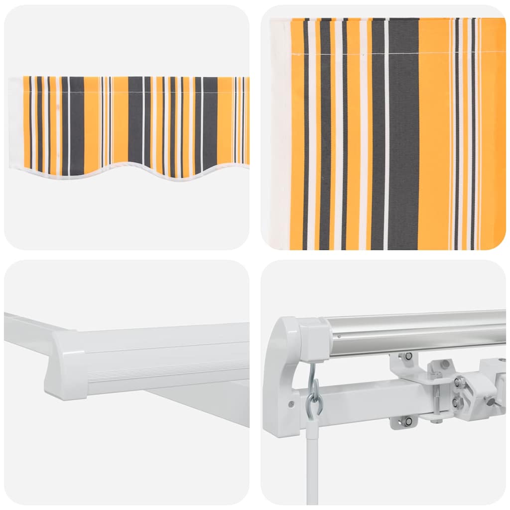 Zonnescherm – Zonwering – Parasol – Uitschuifbaar – Buitendoek – Handmatig Oprolbaar – UV-Bestendig – Waterafstotend – 300x300 cm – Geel-Witte Strepen