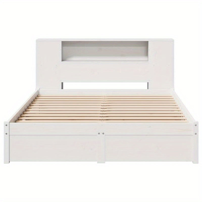 Bedframe – Boekenkastbed – Bed – Eenpersoonsbed – Opbergbed – Modern Wit – Stevig Dennenhouten Frame – 120x200 cm – Eenvoudige Montage