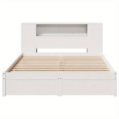 Bedframe – Boekenkastbed – Bed – Eenpersoonsbed – Opbergbed – Modern Wit – Stevig Dennenhouten Frame – 120x200 cm – Eenvoudige Montage