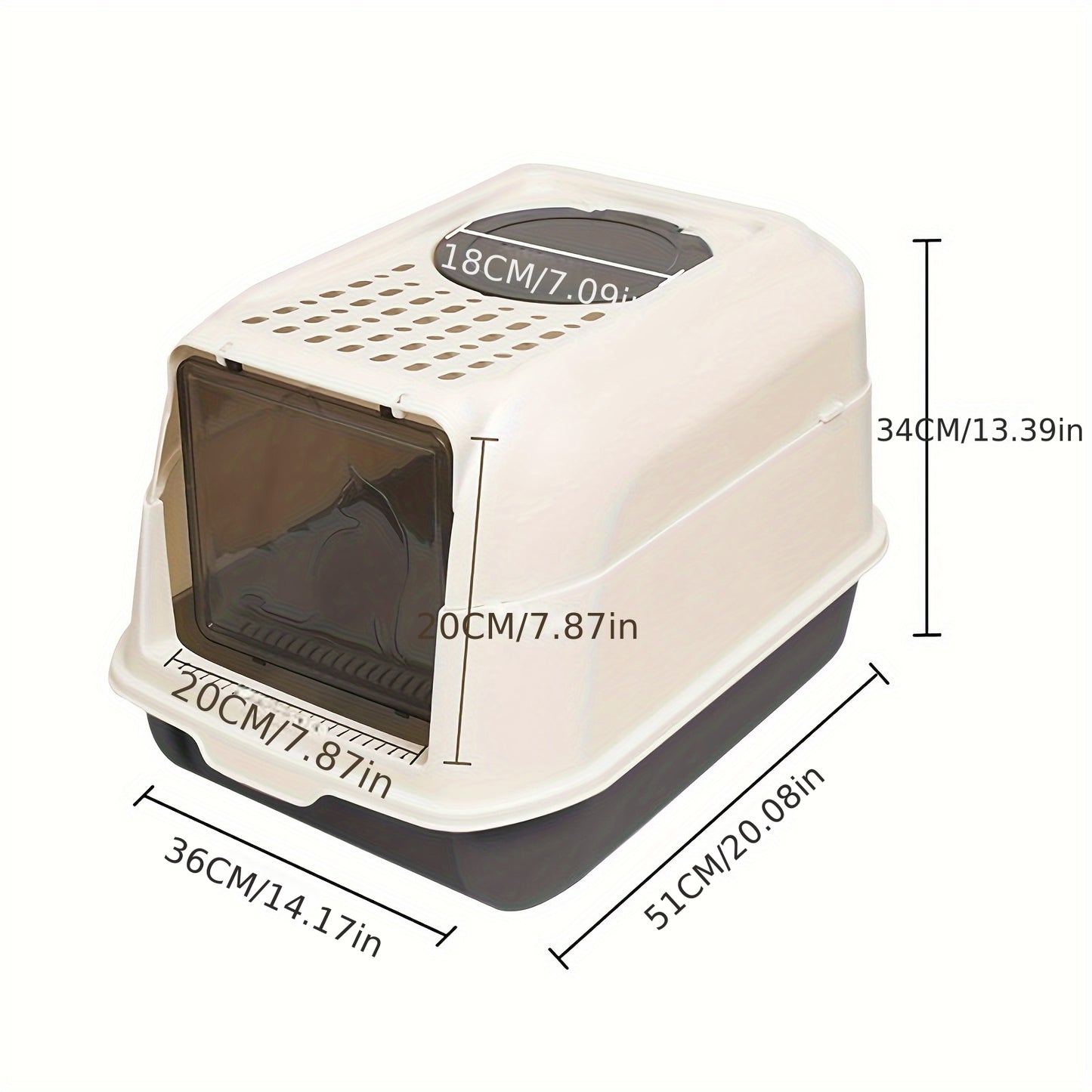 Kattenbak – Kattenbakje – Katten Toilet – Huisdier Toilet – Open Gesloten Design – 36x51x34 cm – Duurzaam PP Materiaal – Vermindert Strooisel Met 40%