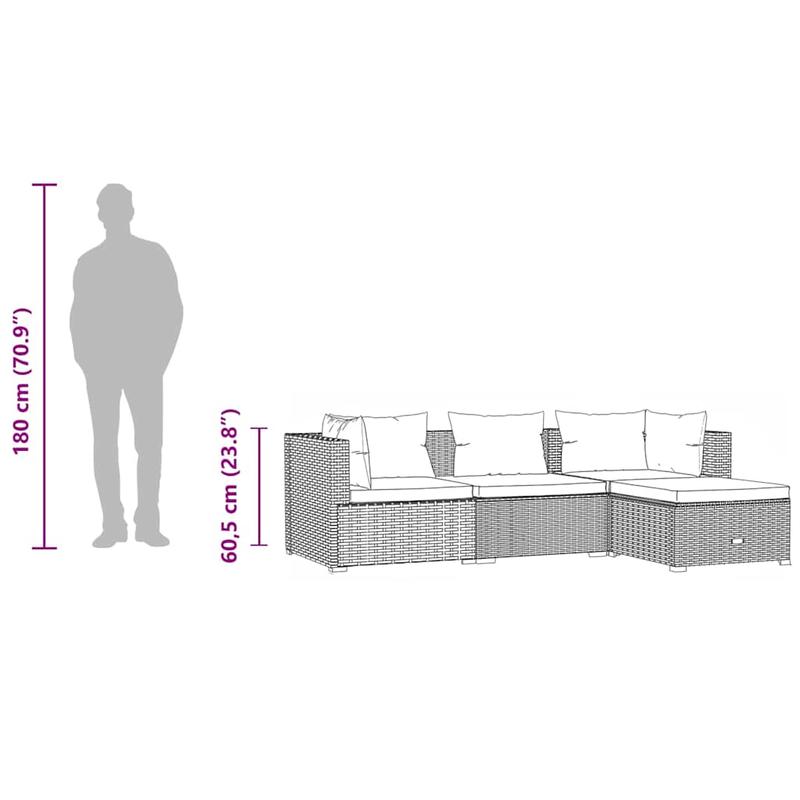 Buitenlounge Set – Loungeset – Tuinset – Patio Set – Poly Rattan Meubel – Bruin – Weerbestendig – Modulair Ontwerp