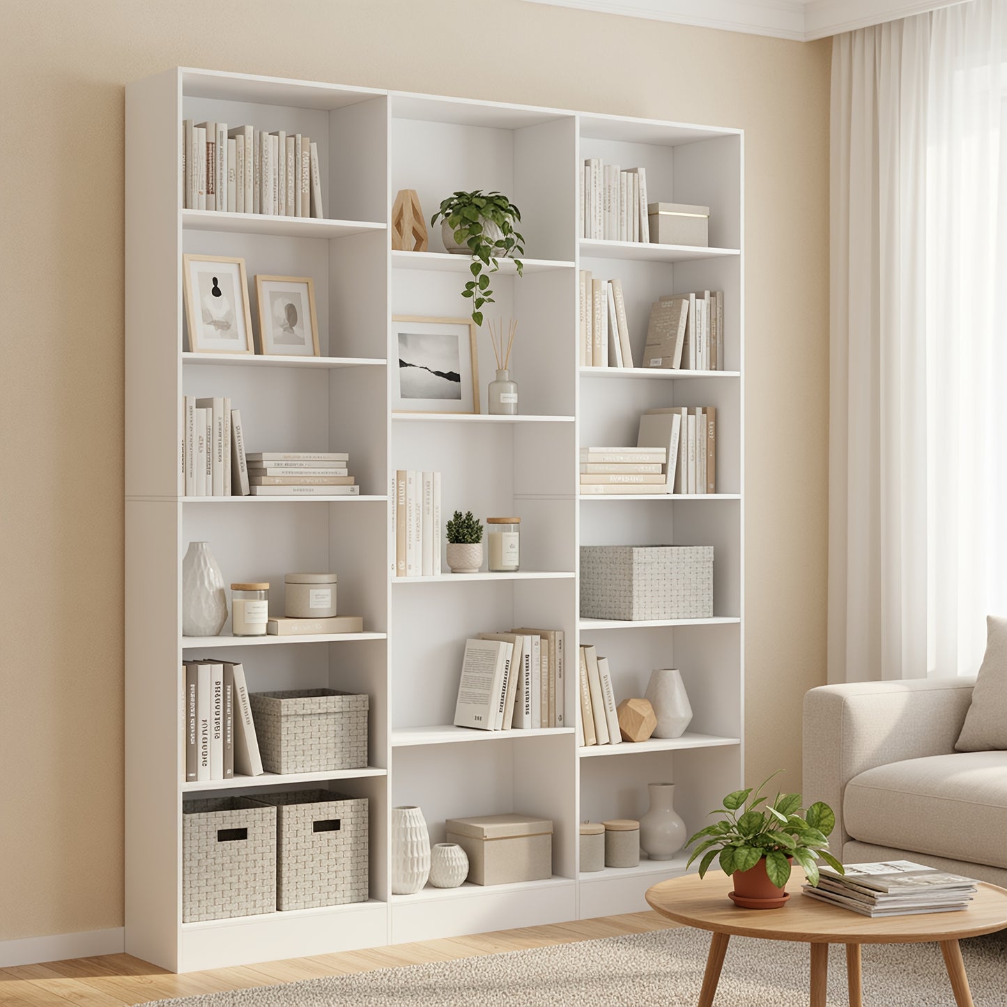 Boekenkast – Boekrek – Opbergkast – Vakkenkast – Displaykast – Wit – Grote Opbergruimte 188x149 cm – Stevig Spaanplaat Met Anti-omvalbeveiliging
