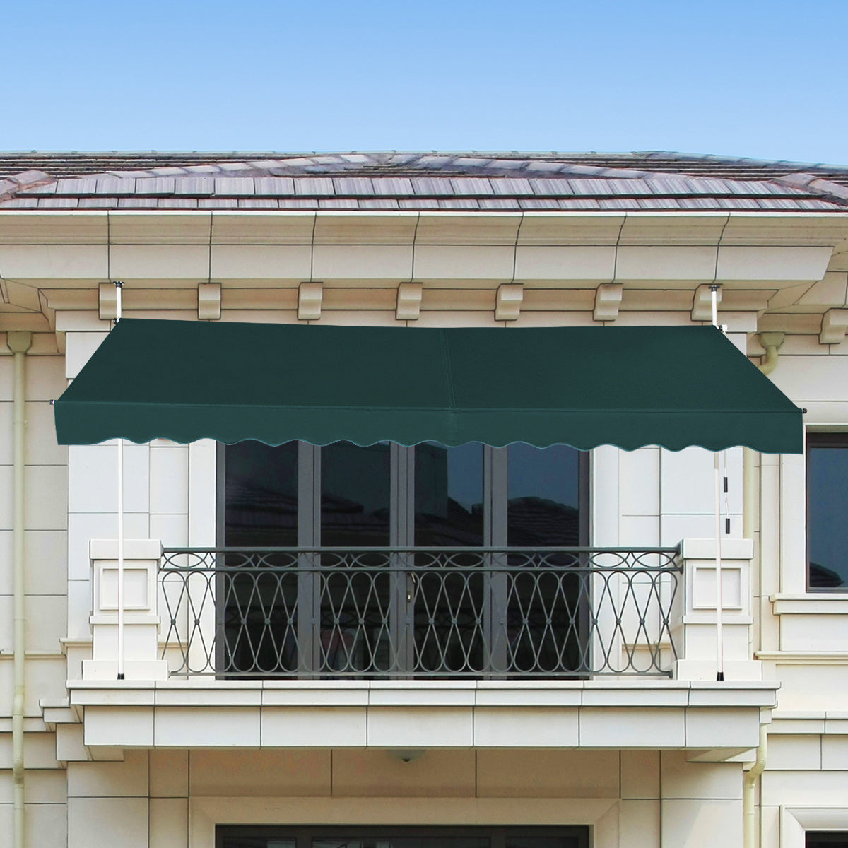 Knijpscherm – Balkonzonwering – Zonnescherm – Verstelbaar Scherm – Klemzonwering – 350 cm Breed – Aluminium Frame – UV-bestendig Polyester