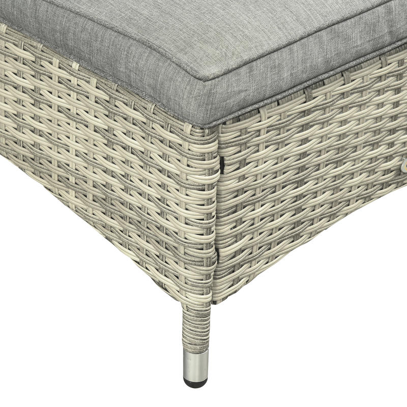 Sonnenliege Gartenliege Tisch 3Er-Set Gartenmöbel, Polyrattan+Metall Grau