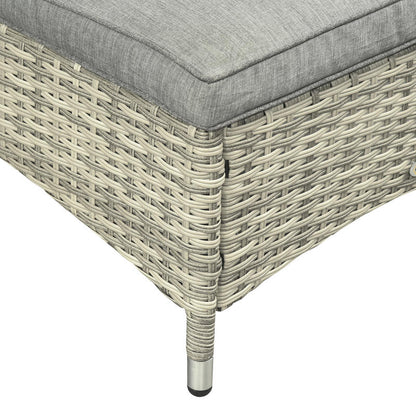 Sonnenliege Gartenliege Tisch 3Er-Set Gartenmöbel, Polyrattan+Metall Grau