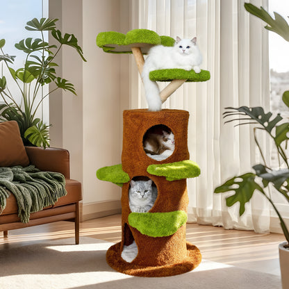 Kattenboom – Krabpaal – Klimpaal – Kattenhuis – Kattenmeubel – 148 cm Hoog – Stevige, Stabiele Basis