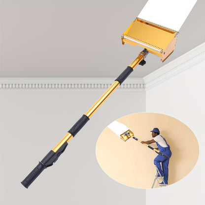 Afwerkingsbox Gipsplaten – Plamuurbox – Verdeelspaan – Pleistergereedschap – Stucwerk Tool – Verstelbare Handgreep 90-150 cm – Aluminium – Grote Capaciteit & Draaibare Kop