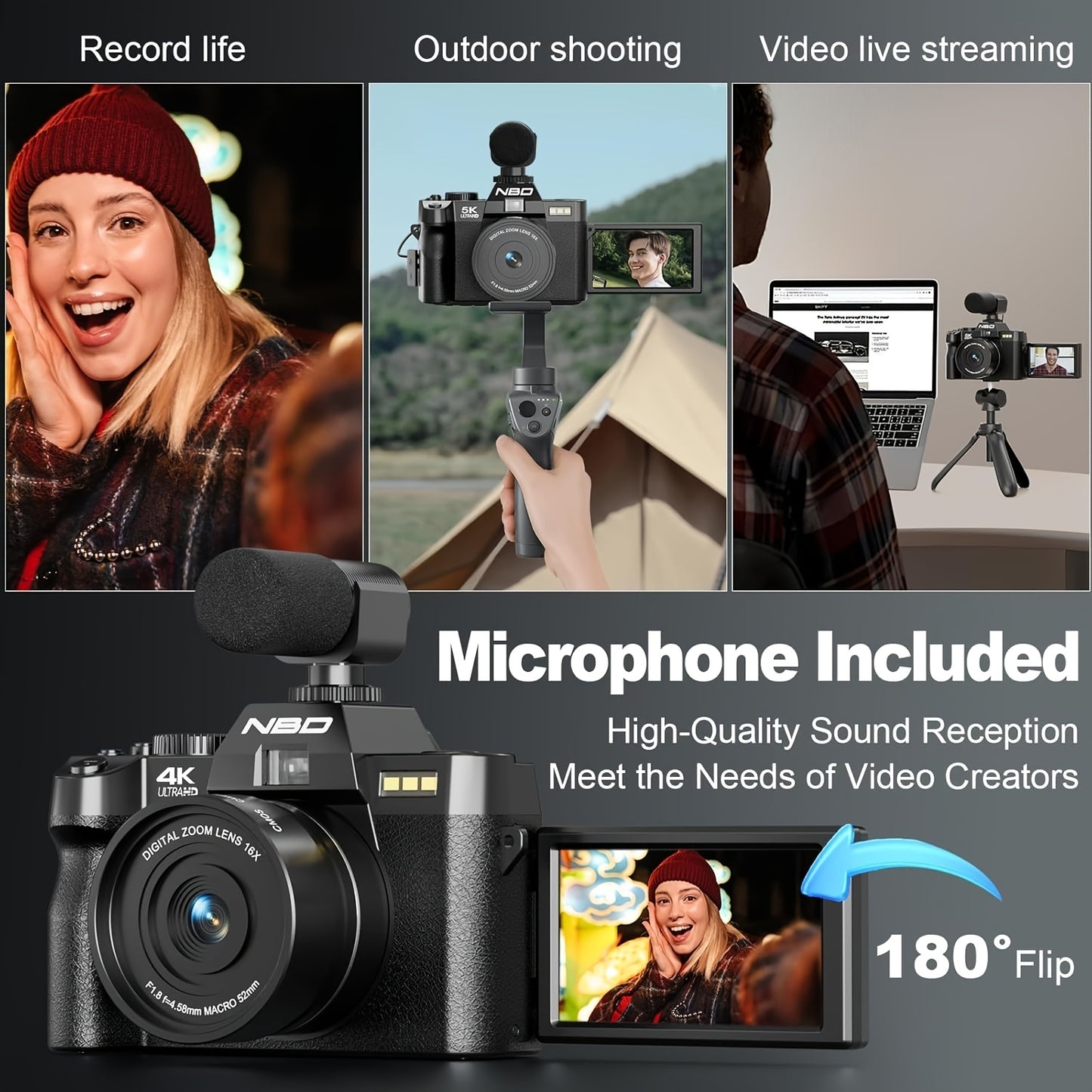 Vlogcamera – Digitale Camera – Compactcamera – Fotocamera – Video Camera – 48MP Scherpe Beeldkwaliteit – 4K Video Met Autofocus