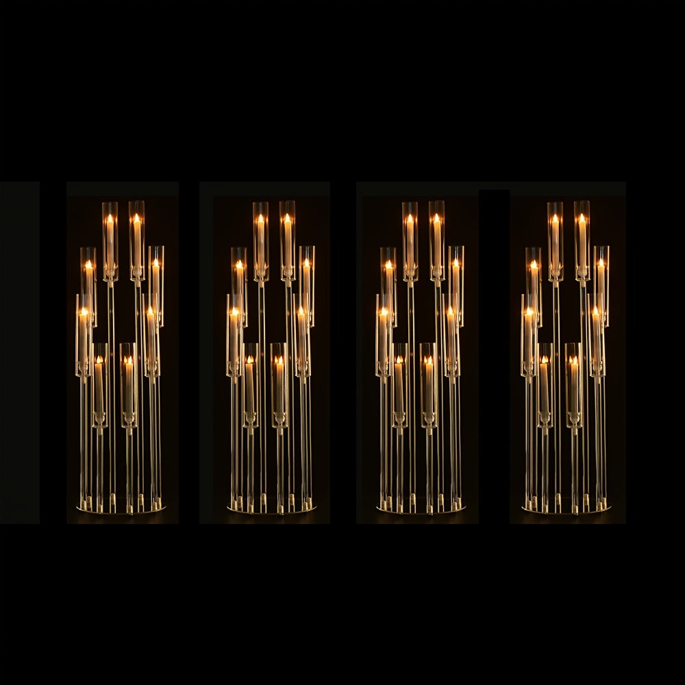 Acryl Kandelaar – Candelabra – Kaarshouder – Kaarsenhouder – Tafelkaarsenhouder – Set Van 4 Met 8 Armen – Transparant Acryl – Hoogteverschillen Voor Speels Effect