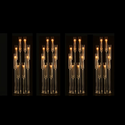 Acryl Kandelaar – Candelabra – Kaarshouder – Kaarsenhouder – Tafelkaarsenhouder – Set Van 4 Met 8 Armen – Transparant Acryl – Hoogteverschillen Voor Speels Effect