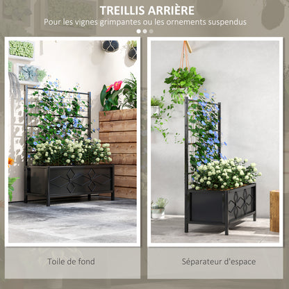 Verhoogde Plantenbak – Tuinbak – Bloembak – Moestuinbak – Balkonbak – Klimrek – Verzinkt Staal – Drainagegaten – Zwart – 90x40x120 cm
