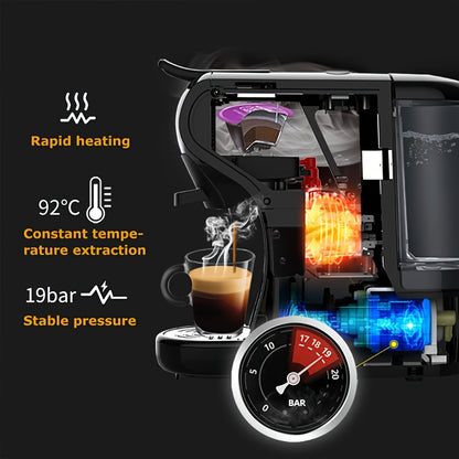 4-in-1 Koffiemachine – Espresso Machine – Capsule Koffiezetter – ESE Pod Machine – Cappuccino Maker – 19 Bar Pomp – Compact Design