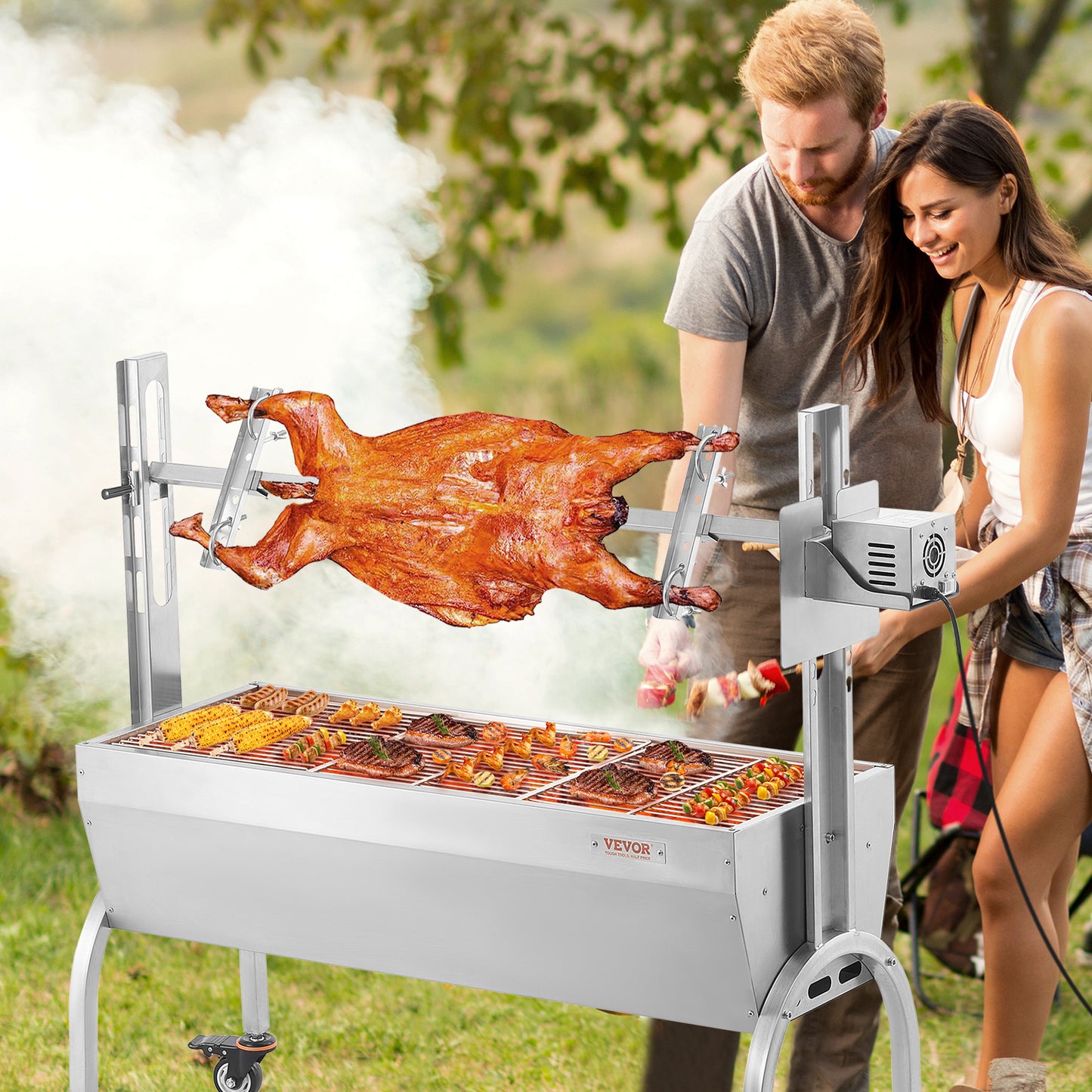 Draaispit – Rotisserie – Braadspit – BBQ Spit – BBQ Grill – RVS – 52W Motor – 90 kg Draagvermogen