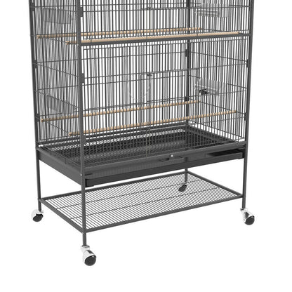 Bird Cage Including Perches, Bird Toys, Removable Bottom Tray, 1 Shelf, Grey