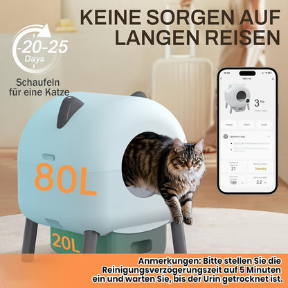 Kattenbak – Kattentoilet – Zelfreinigende Bak – Automatische Kattenbak – Kattenbak Open Top – Stil & Veilig – Geschikt Voor Meerdere Katten – Geurvrij Afvalbeheer