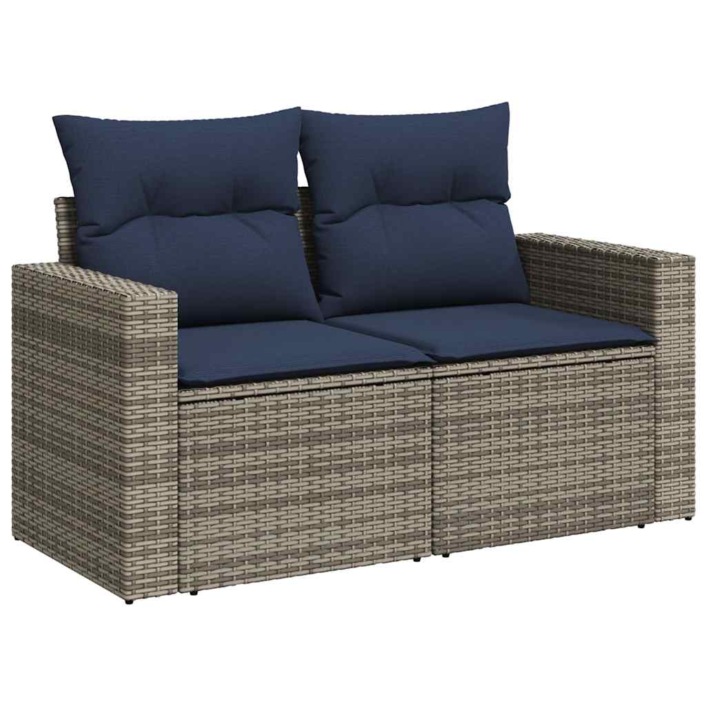 Tuinbankje – Buitenbank – Tuinbank – Zitbank – Tuinmeubel – Polyrattan – Incl. Opbergruimte – Tafelblad Acaciahout – Grijs