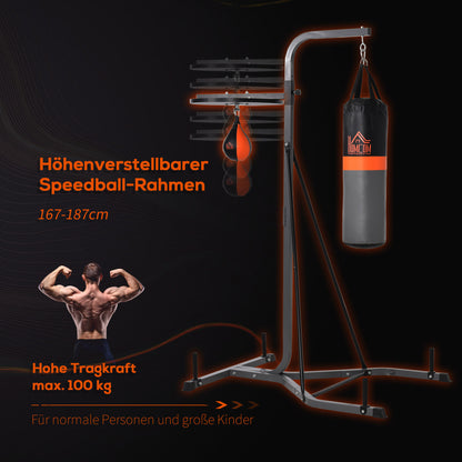 Bokszak Standaard – Bokszakhouder – Punching Bag Stand – Bokspaal – Boksbal – Verstelbare Hoogte 167-187 cm – Inclusief 20 kg Bokszak – Stalen Frame 100 kg Belastbaar