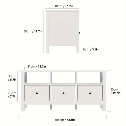 Tv-meubel – Tv-kast – Mediameubel – Tv-meubel met Laden – Dressoir – Modern Wit – Stevig MDF & Houtplaat – 4 Laden & Open Planken