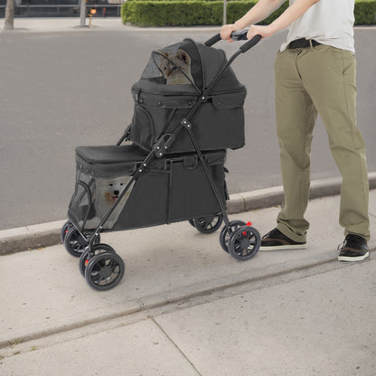 2-layer Pet Trolley | Black, Multi-functional, Thoughtful Design, Suitable Load Bearing, Safe and Comfortable, Made of Alloy Steel and Polyester, Brand: NaMaSyo